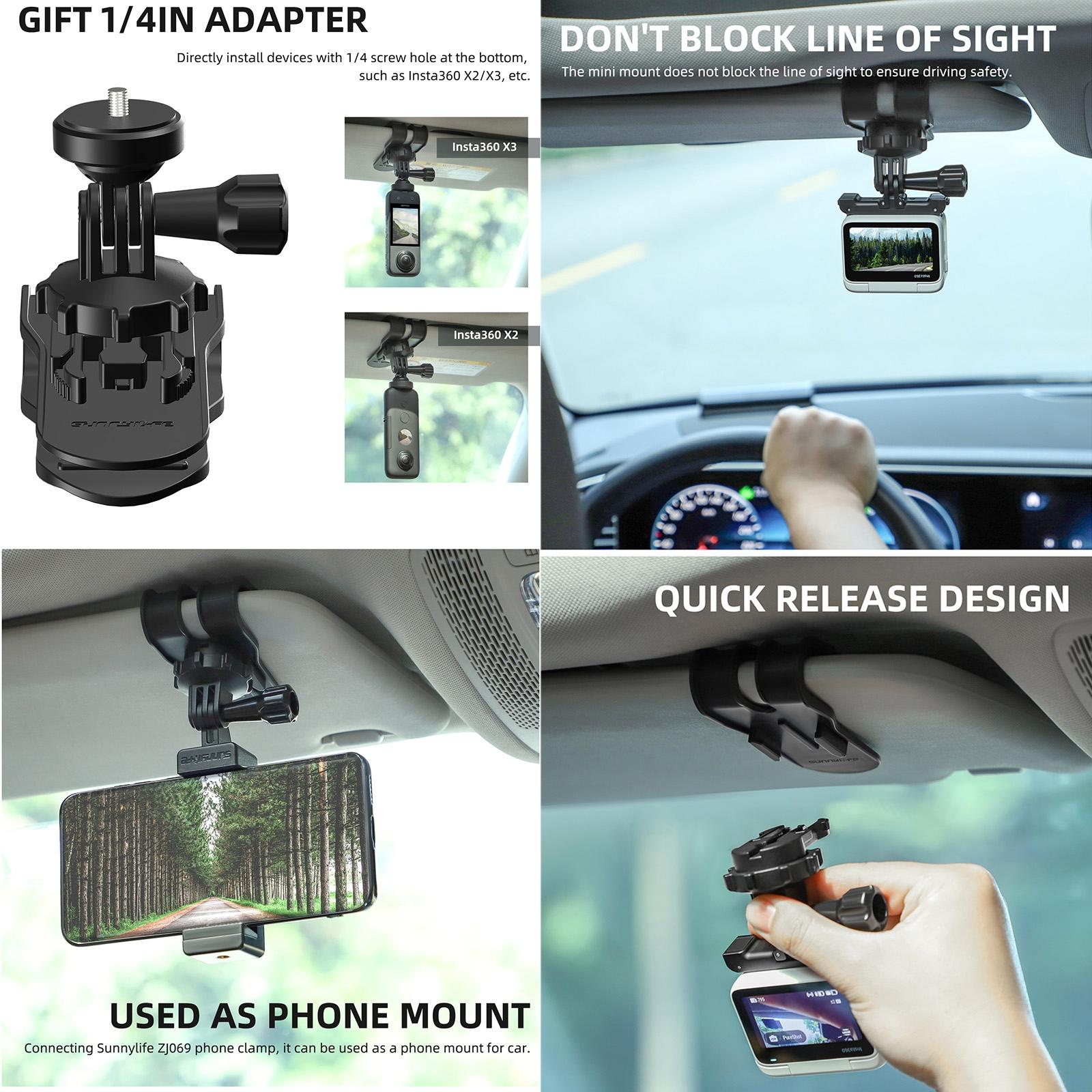 NNEIDS 360 Degree Rotating Sun Visor Camera Mount For Vlogging