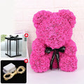 LED Red Rose Teddy Bear: 23cm Artificial Flower - Deep Pink-Led-Box