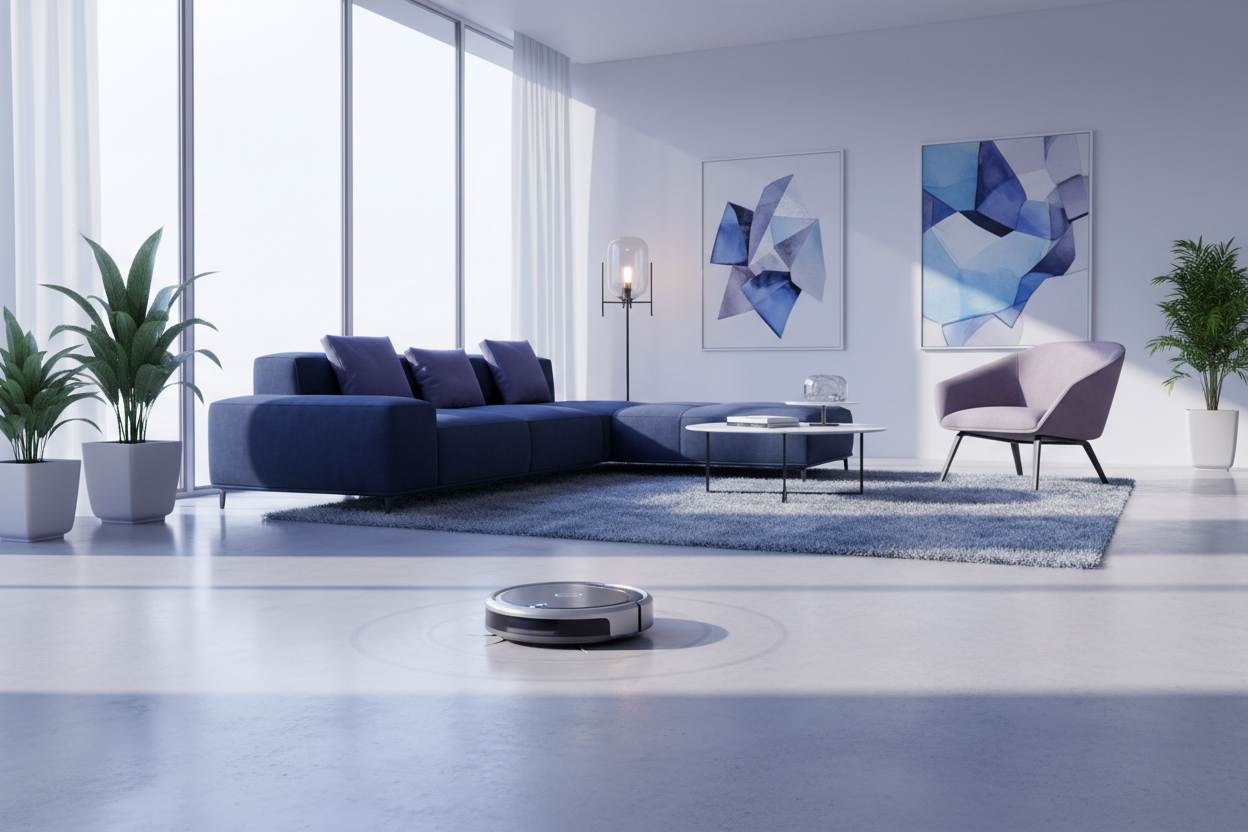 Staubsaugerroboter in moderner Wohnung